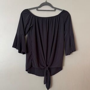 Willow Black Off-Shoulder Blouse with Bell Sleeves